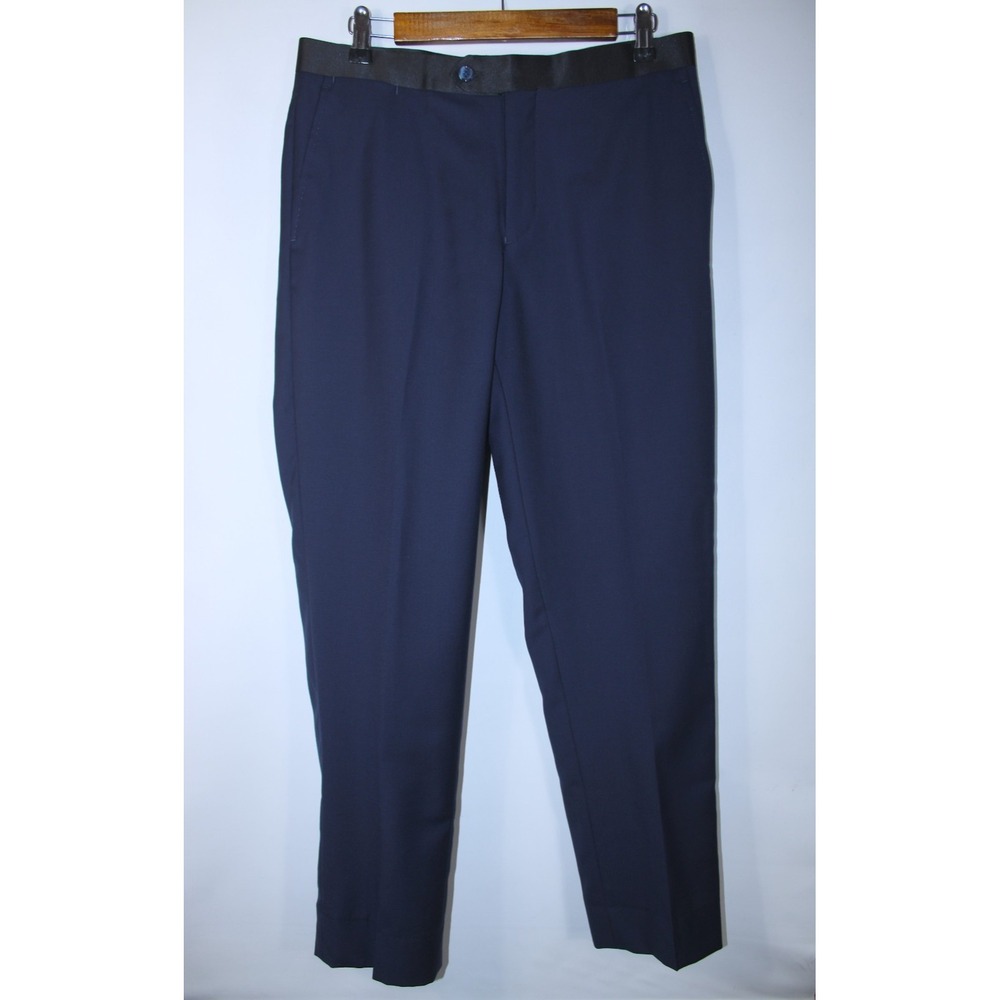 Giovanni Bresciani Men's Size 31R Navy Blue Super 150's Formal Work Dress Pants